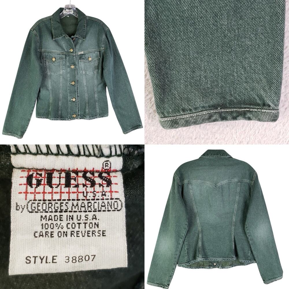 Vintage Guess Womens Jean Jacket 80s 90s M/L Denim Cropped Denim Made in USA